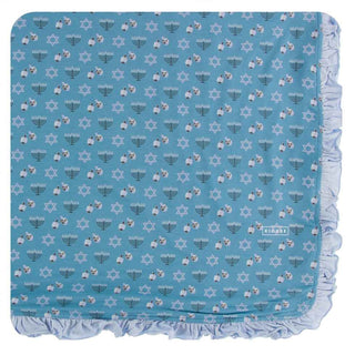 KicKee Pants Print Ruffle Toddler Blanket - Blue Moon Hanukkah, One Size