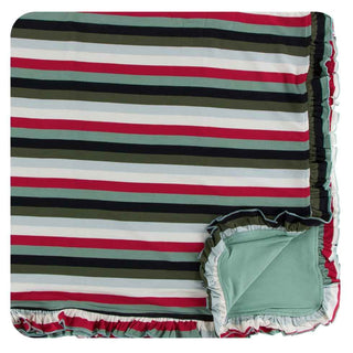 KicKee Pants Print Ruffle Toddler Blanket - Christmas Multi Stripe, One Size