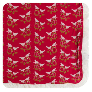 KicKee Pants Print Ruffle Toddler Blanket - Crimson Kissing Birds, One Size
