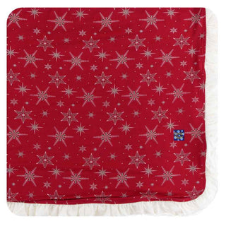 KicKee Pants Print Ruffle Toddler Blanket - Crimson Snowflakes, One Size
