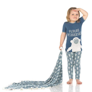 KicKee Pants Print Ruffle Toddler Blanket - Dusty Sky Astronaut, One Size