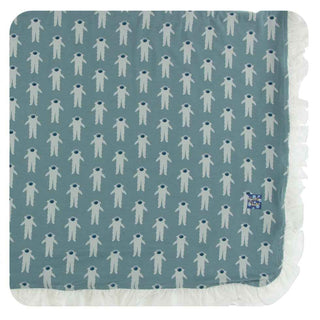 KicKee Pants Print Ruffle Toddler Blanket - Dusty Sky Astronaut, One Size