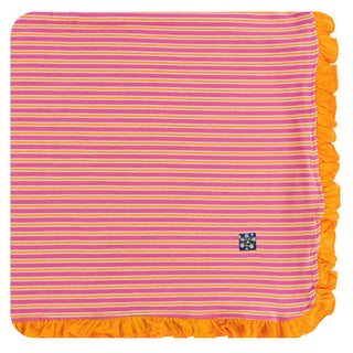 KicKee Pants Print Ruffle Toddler Blanket - Flamingo Brazil Stripe, One Size