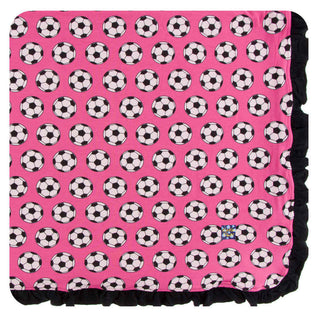 KicKee Pants Print Ruffle Toddler Blanket - Flamingo Soccer, One Size