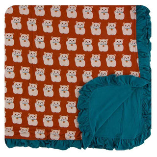 KicKee Pants Print Ruffle Toddler Blanket - Lucky Cat, One Size