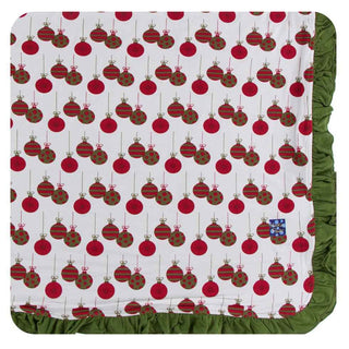 KicKee Pants Print Ruffle Toddler Blanket - Natural Ornaments, One Size