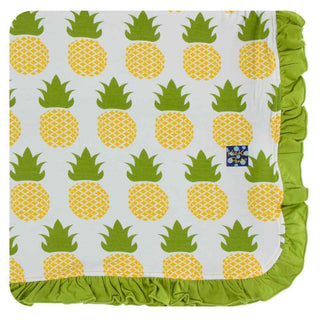 KicKee Pants Print Ruffle Toddler Blanket - Natural Pineapple, One Size