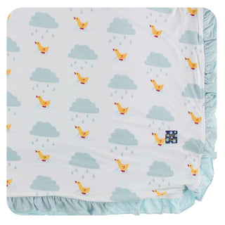 KicKee Pants Print Ruffle Toddler Blanket - Natural Puddle Duck, One Size