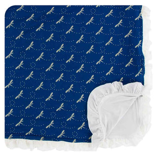 KicKee Pants Print Ruffle Toddler Blanket - Navy Dragonfly, One Size