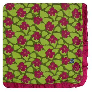 KicKee Pants Print Ruffle Toddler Blanket - Pesto Hibiscus, One Size