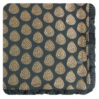 KicKee Pants Print Ruffle Toddler Blanket - Pewter Pinecones, One Size
