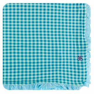 KicKee Pants Print Ruffle Toddler Blanket - Pistachio Gingham, One Size