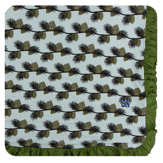 KicKee Pants Print Ruffle Toddler Blanket - Spring Sky Pine Cones, One Size