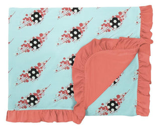 KicKee Pants Print Ruffle Toddler Blanket - Summer Sky Soccer Splash, One Size