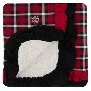 KicKee Pants Print Sherpa-Lined Double Ruffle Stroller Blanket - Crimson 2020 Holiday Plaid, One Size