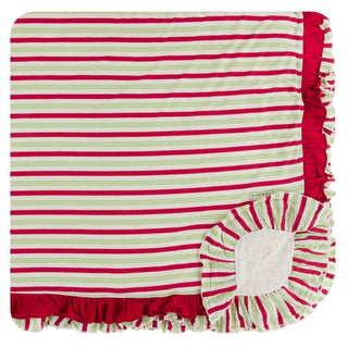 KicKee Pants Print Sherpa-Lined Double Ruffle Toddler Blanket - 2020 Candy Cane Stripe, One Size
