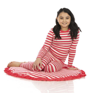 KicKee Pants Print Sherpa-Lined Ruffle Fluffle Playmat - Hopscotch Stripe - One Size