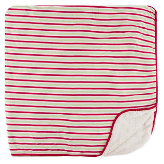 KicKee Pants Print Sherpa-Lined Throw Blanket - 2020 Candy Cane Stripe, One Size