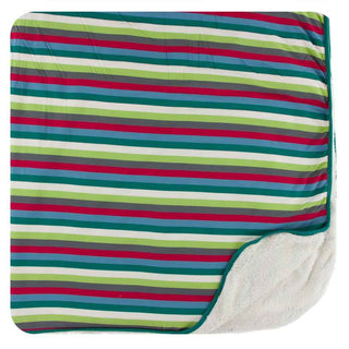 KicKee Pants Print Sherpa-Lined Throw Blanket - 2020 Multi Stripe, One Size