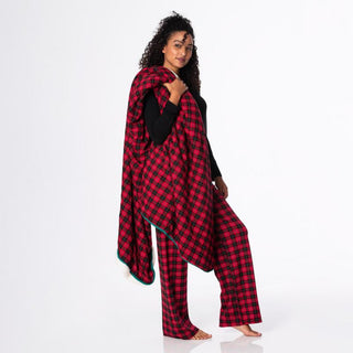 KicKee Pants Print Sherpa-Lined Throw Blanket, Anniversary Plaid - One Size WCA22