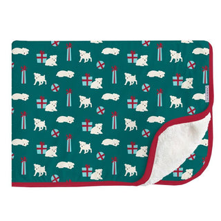 KicKee Pants Print Sherpa-Lined Throw Blanket, Cedar Puppies and Presents - One Size WCA22