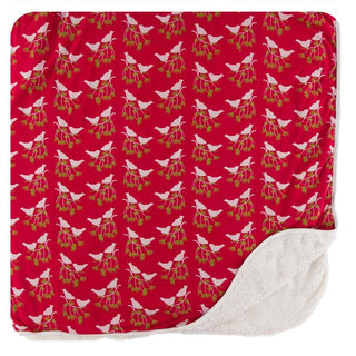 KicKee Pants Print Sherpa-Lined Throw Blanket - Crimson Kissing Birds, One Size
