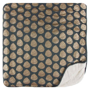 KicKee Pants Print Sherpa-Lined Throw Blanket - Pewter Pinecones, One Size