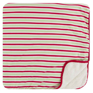 KicKee Pants Print Sherpa-Lined Toddler Blanket - 2020 Candy Cane Stripe, One Size