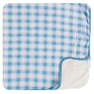 KicKee Pants Print Sherpa-Lined Toddler Blanket - Blue Moon 2020 Holiday Plaid, One Size