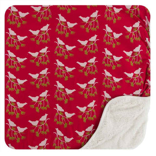 KicKee Pants Print Sherpa-Lined Toddler Blanket - Crimson Kissing Birds, One Size