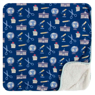 KicKee Pants Print Sherpa-Lined Toddler Blanket - Navy Education, One Size