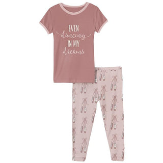 KicKee Pants Print Short Sleeve Graphic Tee Pajama Set - Baby Rose Ballet