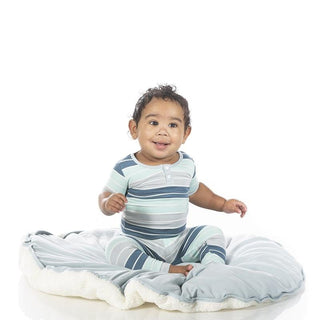 Print Short Sleeve Henley Pajama Set - Sport Stripe KicKee Pants Size: 6-12 Months