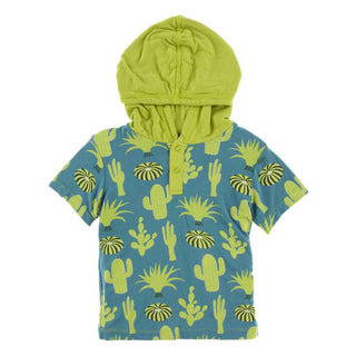 KicKee Pants Print Short Sleeve Hoodie Tee - Seagrass Cactus