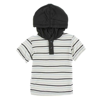 KicKee Pants Print Short Sleeve Hoodie Tee - Tuscan Afternoon Stripe