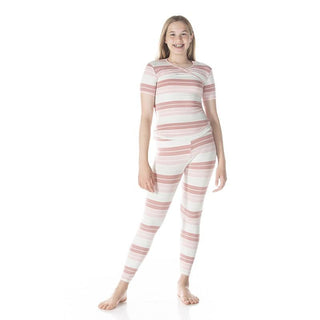 KicKee Pants Print Short Sleeve Kimono Pajama Set - Active Stripe