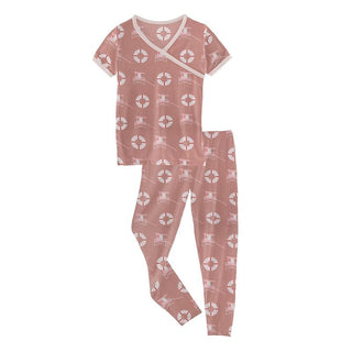 KicKee Pants Print Short Sleeve Kimono Pajama Set - Antique Pink Lifeguard
