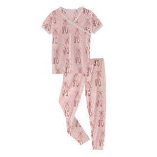 Print Short Sleeve Kimono Pajama Set - Baby Rose Ballet KicKee Pants Size: 2T
