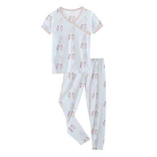 Print Short Sleeve Kimono Pajama Set - Fresh Air Ballet KicKee Pants Size: 2T