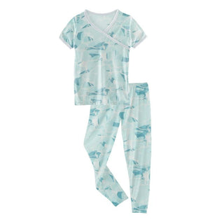 KicKee Pants Print Short Sleeve Kimono Pajama Set - Water
