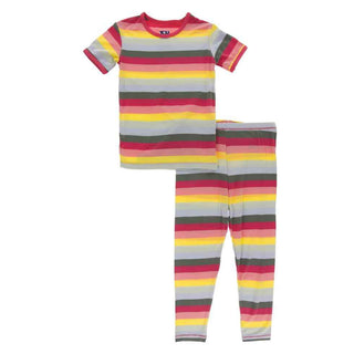 KicKee Pants Print Short Sleeve Pajama Set - Biology Stripe