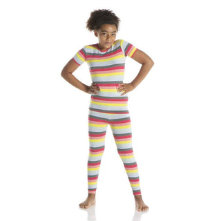 KicKee Pants Print Short Sleeve Pajama Set - Biology Stripe