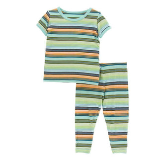 KicKee Pants Print Short Sleeve Pajama Set - Cancun Glass Stripe
