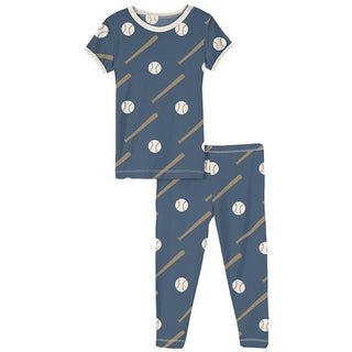 KicKee Pants Print Short Sleeve Pajama Set - Deep Sea Baseball