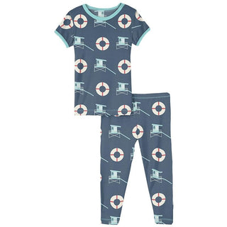 KicKee Pants Print Short Sleeve Pajama Set - Deep Sea Lifeguard