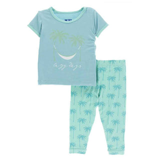 KicKee Pants Print Short Sleeve Pajama Set - Glass Palm Trees