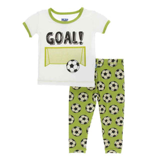 KicKee Pants Print Short Sleeve Pajama Set, Meadow Soccer