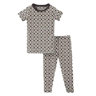 KicKee Pants Print Short Sleeve Pajama Set - Midnight Box Lattice