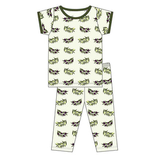 KicKee Pants Print Short Sleeve Pajama Set - Natural Olive Branch