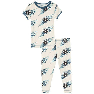 KicKee Pants Print Short Sleeve Pajama Set - Natural Soccer Splash